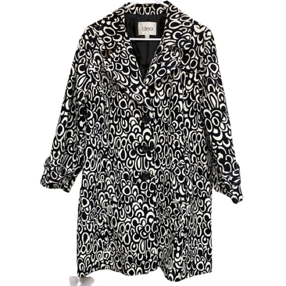 cleo Jackets & Blazers - Cleo Cotton Blend Coat Jacket Black and White Lined Trench Coat XL Women's